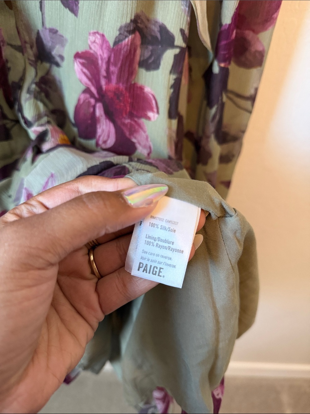 NWOT Paige Elynne Floral Mini Dress 100% silk floral mini dress - Picture 7 of 8